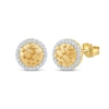 Thumbnail Image 1 of Men's Diamond Halo Nugget Circle Stud Earrings 1/4 ct tw 10K Yellow Gold