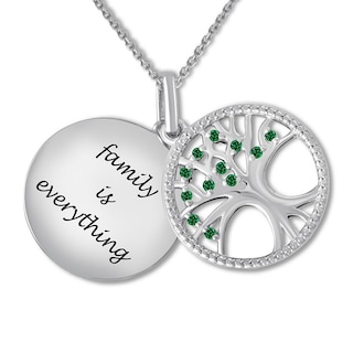 Family Tree Necklace Lab-created Emeralds Sterling Silver 