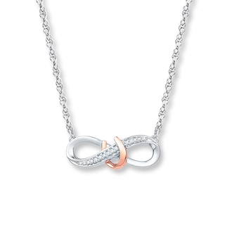 Kay Outlet Infinity Necklace 1/20 ct tw Diamonds Sterling Silver & 10K Rose Gold