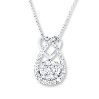 Diamond Teardrop Necklace 3/4 carat tw 14K White Gold