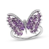 Thumbnail Image 1 of Marquise-Cut Amethyst & White Lab-Created Sapphire Butterfly Ring Sterling Silver