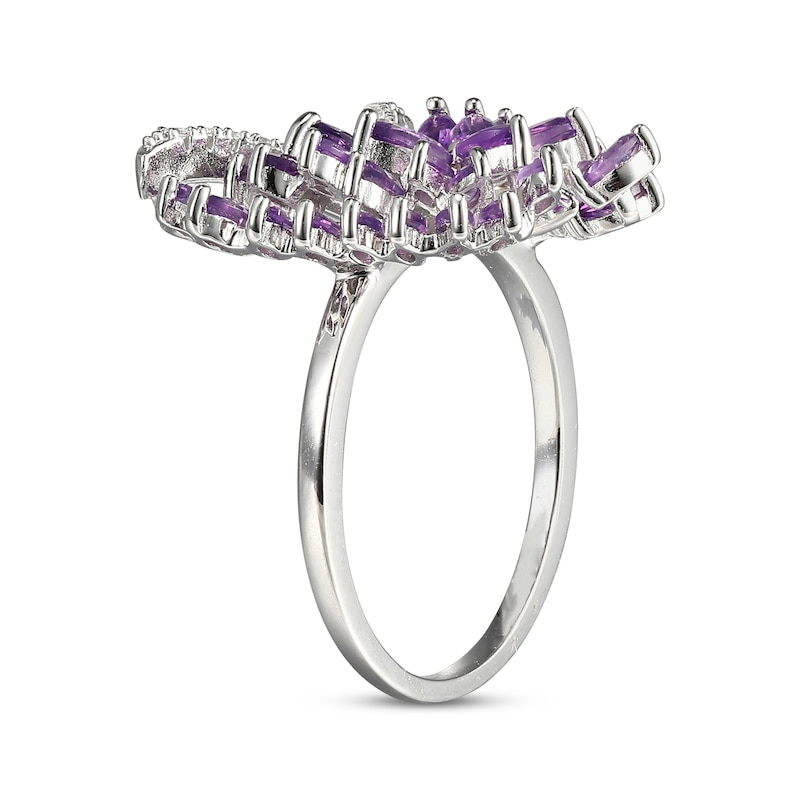 Main Image 2 of Marquise-Cut Amethyst & White Lab-Created Sapphire Butterfly Ring Sterling Silver