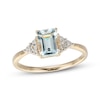 Thumbnail Image 1 of Emerald-Cut Aquamarine & Diamond Accent Ring 10K Yellow Gold