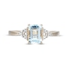 Thumbnail Image 3 of Emerald-Cut Aquamarine & Diamond Accent Ring 10K Yellow Gold