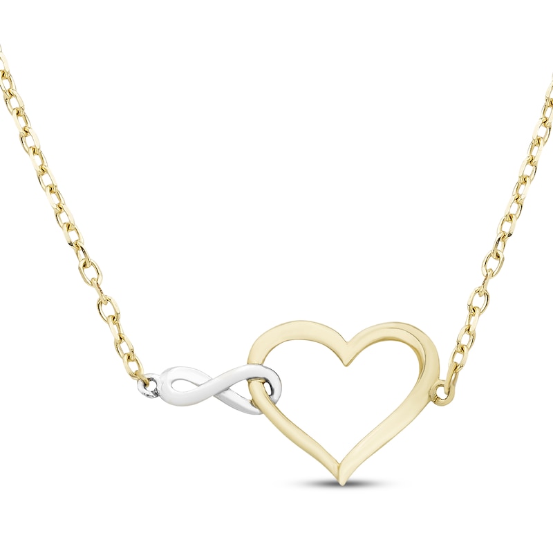 Main Image 1 of Infinity Heart Necklace 10K Two-Tone Gold 18&quot;