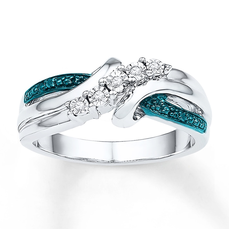 Blue & White Ring Diamond Accents Sterling Silver | Kay Outlet