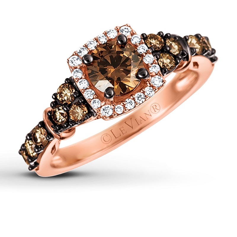 Le Vian Chocolate Diamond Ring 1-1/6 ct tw 14K Strawberry Gold