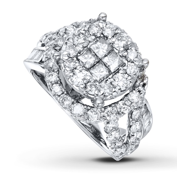 Diamond Ring 2-1/2 ct tw Princess, Baguette & Round-cut 14K White Gold