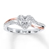 Thumbnail Image 1 of Diamond Heart Ring 1/10 carat tw Sterling Silver & 10K Rose Gold