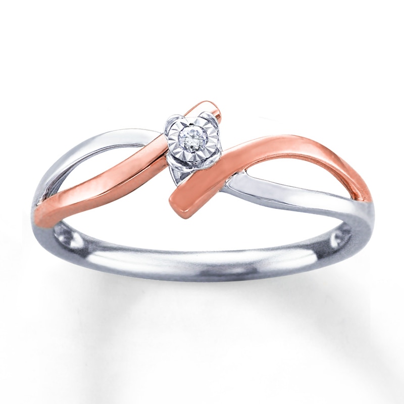 Main Image 1 of Fashion Ring Diamond Accent Sterling Silver & 10K Rose Gold