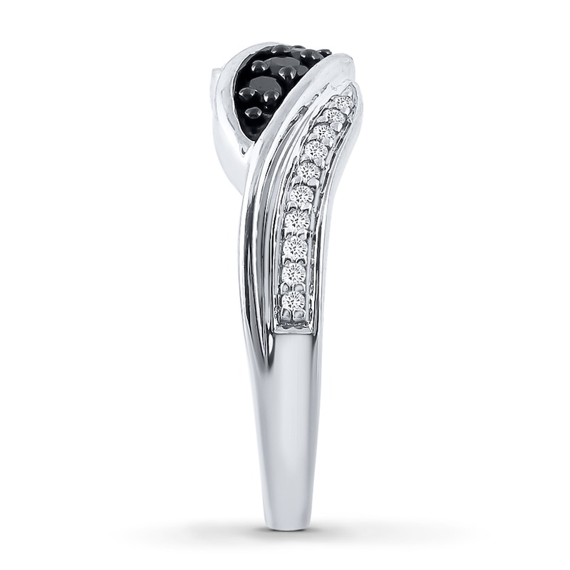 Diamond Ring 1/4 ct tw Black/White Sterling Silver