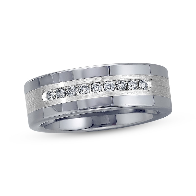 Men's Diamond Wedding Band 1/4 ct tw Round-cut Tungsten Carbide/Sterling Silver Size 10