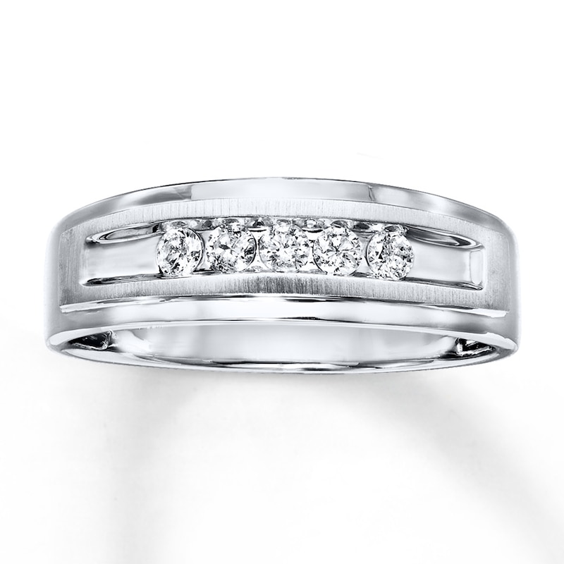 Main Image 1 of Men's Diamond Band 1/4 ct tw Round-cut 10K White Gold