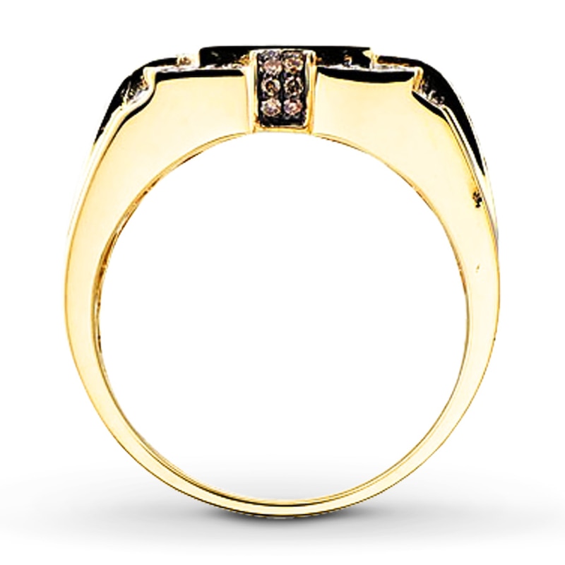 Kay Outlet Men's Black Onyx & Diamond Ring 1/10 ct tw 10K Yellow Gold