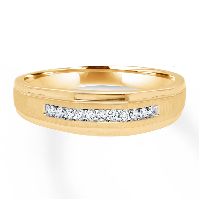 Men's Wedding Diamond Band 1/10 ct tw Round-cut 10K Yellow Gold | Kay ...