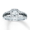 Thumbnail Image 0 of Black & White Diamond Engagement Ring 7/8 ct tw Princess-cut 14K White Gold