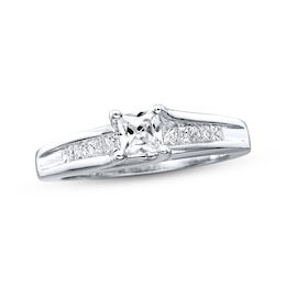 Diamond Engagement Ring 3/4 ct tw Princess-cut 14K White Gold