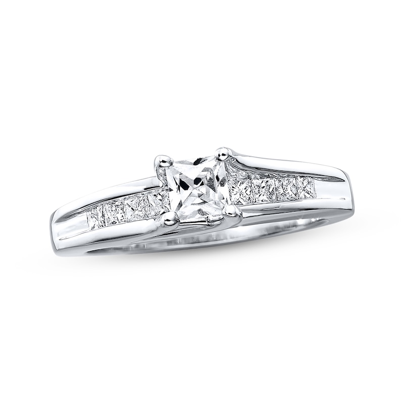 Main Image 1 of Diamond Engagement Ring 3/4 ct tw Princess-cut 14K White Gold