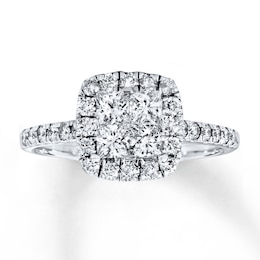 Multi-Diamond Engagement Ring 1 ct tw Princess-Cut 14K White Gold