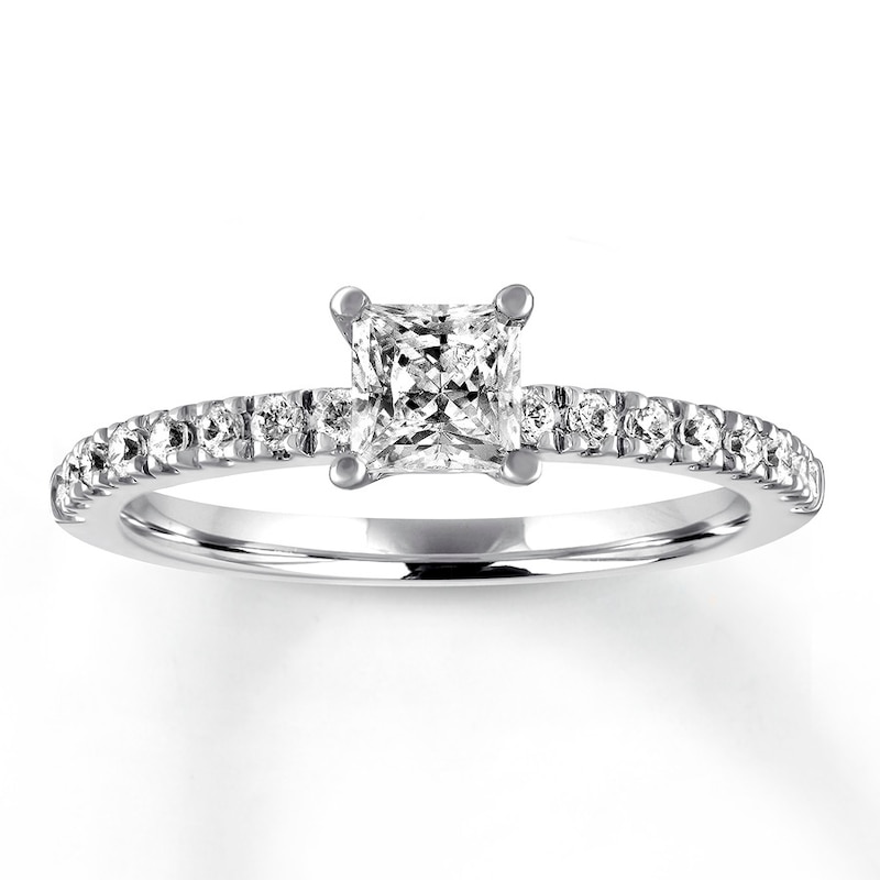 Diamond Engagement Ring 5/8 ct tw Princess/Round 14K White Gold