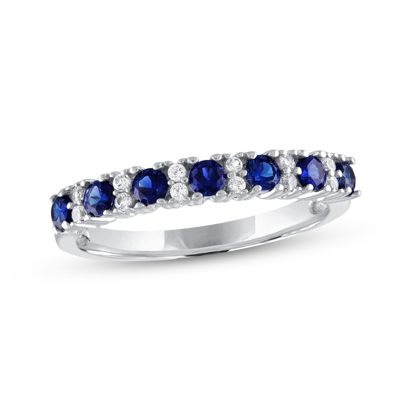 Blue & White Lab-Created Sapphire Ring Sterling Silver