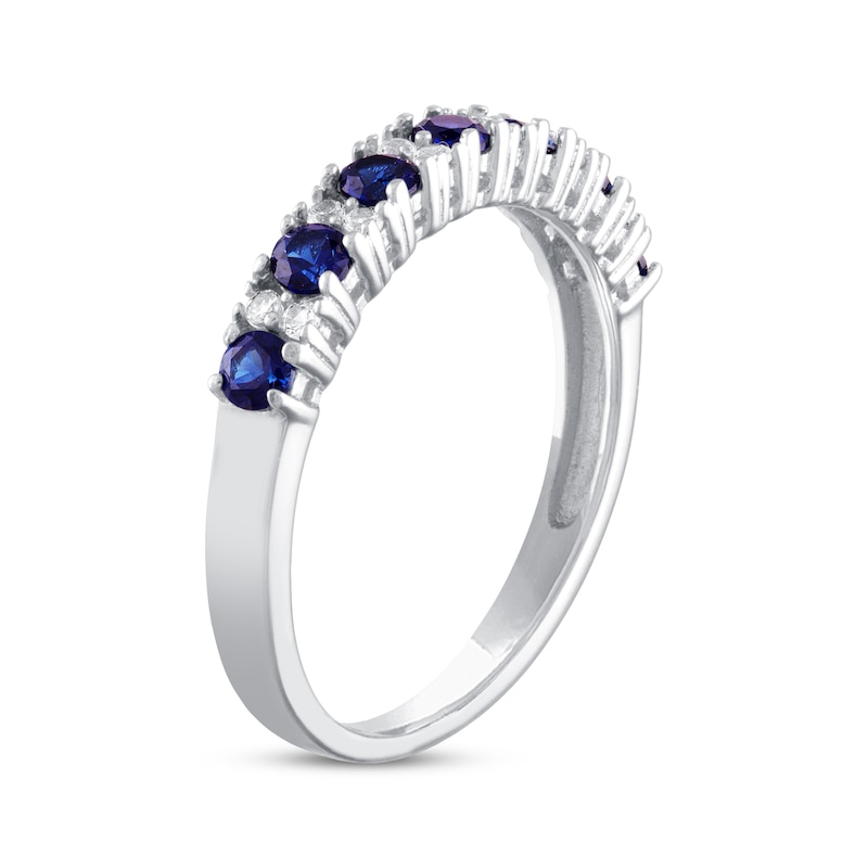 Blue & White Lab-Created Sapphire Ring Sterling Silver