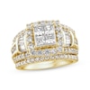 Thumbnail Image 1 of Princess-Cut Quad Diamond Three-Piece Bridal Set 3 ct tw 14K Yellow Gold