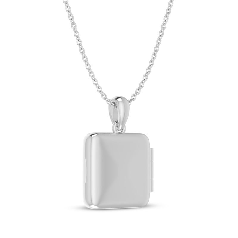 Main Image 3 of Diamond Square Locket 1/15 ct tw Sterling Silver 18&quot;