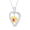 Thumbnail Image 2 of Lab-Created Ruby & White Lab-Created Sapphire Heart & Crown Necklace Sterling Silver & 14K Yellow Gold 18&quot;