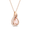 Thumbnail Image 2 of Pear-Shaped Morganite & White Lab-Created Sapphire Necklace 10K Rose Gold 18&quot;