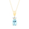 Thumbnail Image 1 of Pear-Shaped Aquamarine & Diamond Accent Necklace 10K Yellow Gold 18&quot;