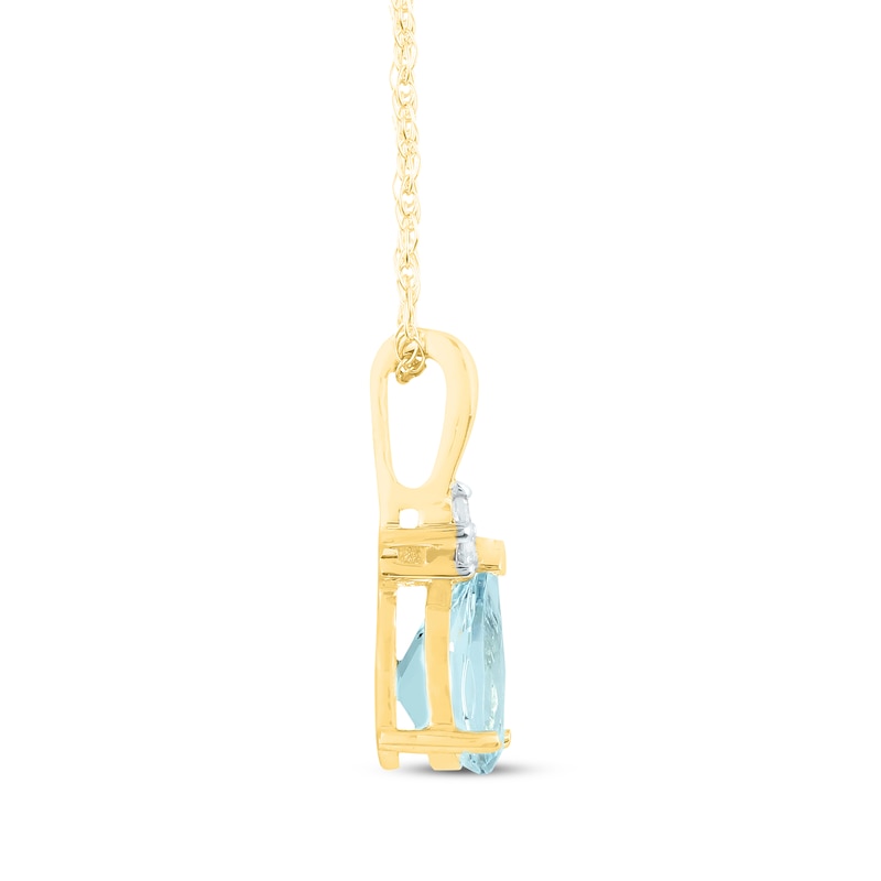 Main Image 2 of Pear-Shaped Aquamarine & Diamond Accent Necklace 10K Yellow Gold 18&quot;