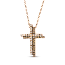 Le Vian Diamond Double Cross Necklace 1/4 ct tw 14K Strawberry Gold 20&quot;