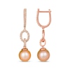 Thumbnail Image 3 of Le Vian Pink Cultured Pearl Hoop Drop Earrings 1/2 ct tw 14K Strawberry Gold