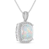 Thumbnail Image 1 of Cushion-Cut Lab-Created Opal & White Lab-Created Sapphire Necklace Sterling Silver 18"