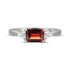 Thumbnail Image 3 of Emerald-Cut Garnet & White Lab-Created Sapphire Ring Sterling Silver