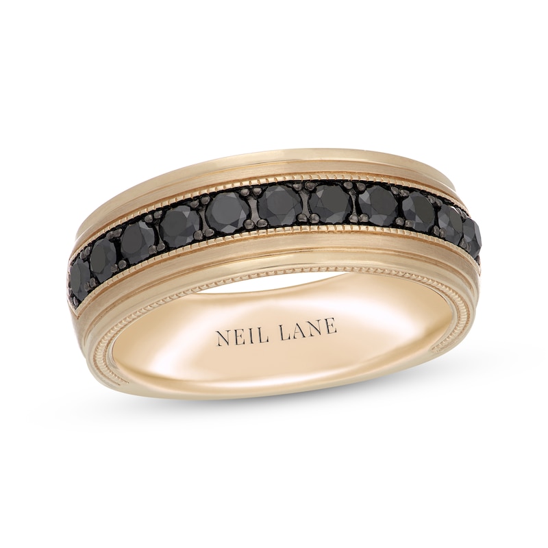 Main Image 1 of Neil Lane Men's Black Diamond Wedding Band 1 ct tw 14K Yellow Gold