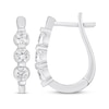 Thumbnail Image 3 of Diamond Three-Stone Hoop Earrings 1/2 ct tw 14K White Gold