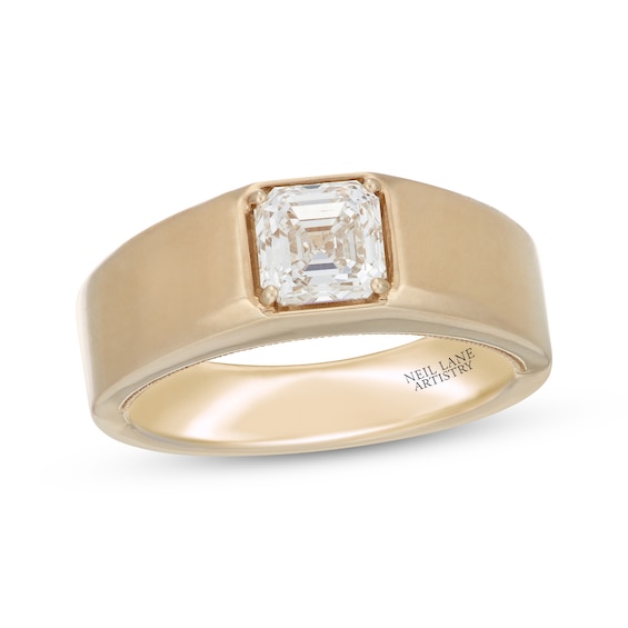 Men's Neil Lane Artistry Square Emerald-Cut Lab-Created Diamond Solitaire Wedding Band 1-1/2 ct tw 14K Yellow Gold (F/VS2)