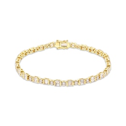 Round & Baguette-Cut Diamond Bracelet 5 ct tw 14K Yellow Gold 7.25&quot;
