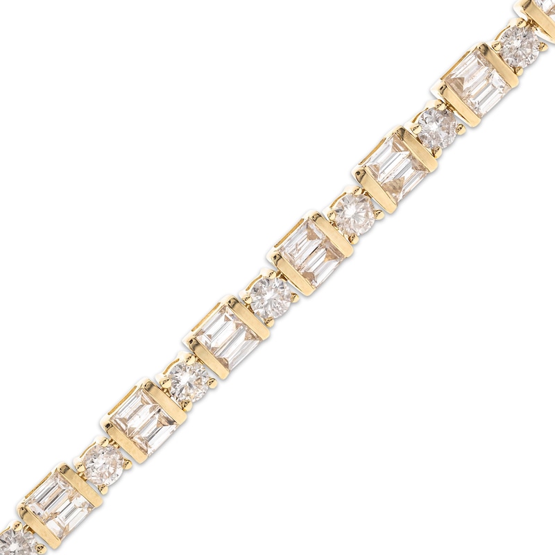 Round & Baguette-Cut Diamond Bracelet 5 ct tw 14K Yellow Gold 7.25"