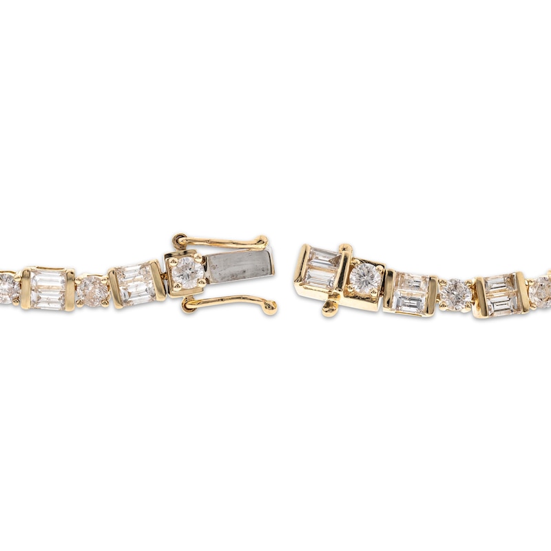 Round & Baguette-Cut Diamond Bracelet 5 ct tw 14K Yellow Gold 7.25"