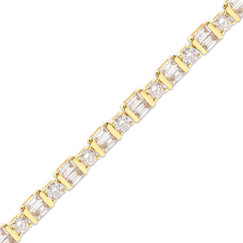 Main Image 2 of Baguette & Round-Cut Diamond Bracelet 3 ct tw 14K Yellow Gold 7&quot;