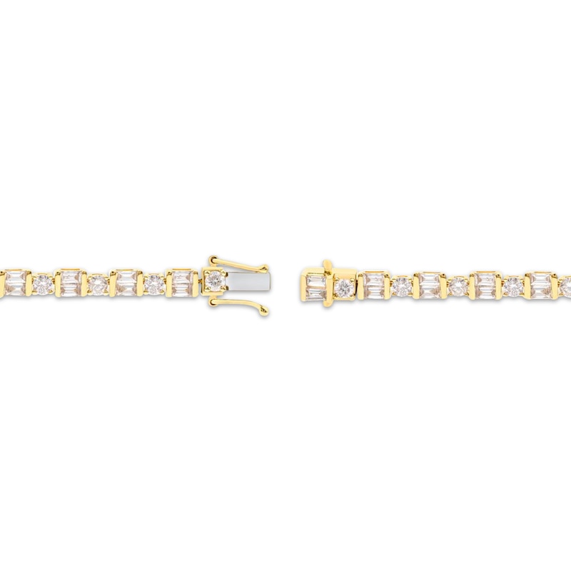 Main Image 3 of Baguette & Round-Cut Diamond Bracelet 3 ct tw 14K Yellow Gold 7&quot;