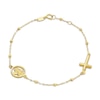 Thumbnail Image 0 of Angel & Cross Charm Beaded Chain Bracelet 14K Yellow Gold 7.5"