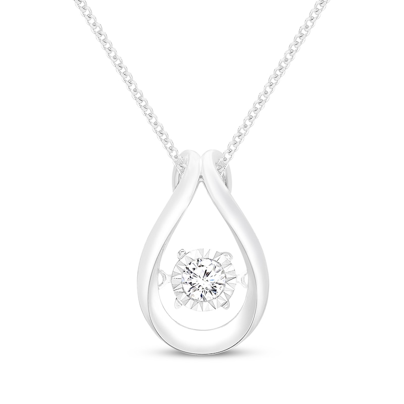 Main Image 1 of Unstoppable Love Diamond Twist Teardrop Frame Necklace 1/5 ct tw Sterling Silver 19&quot;