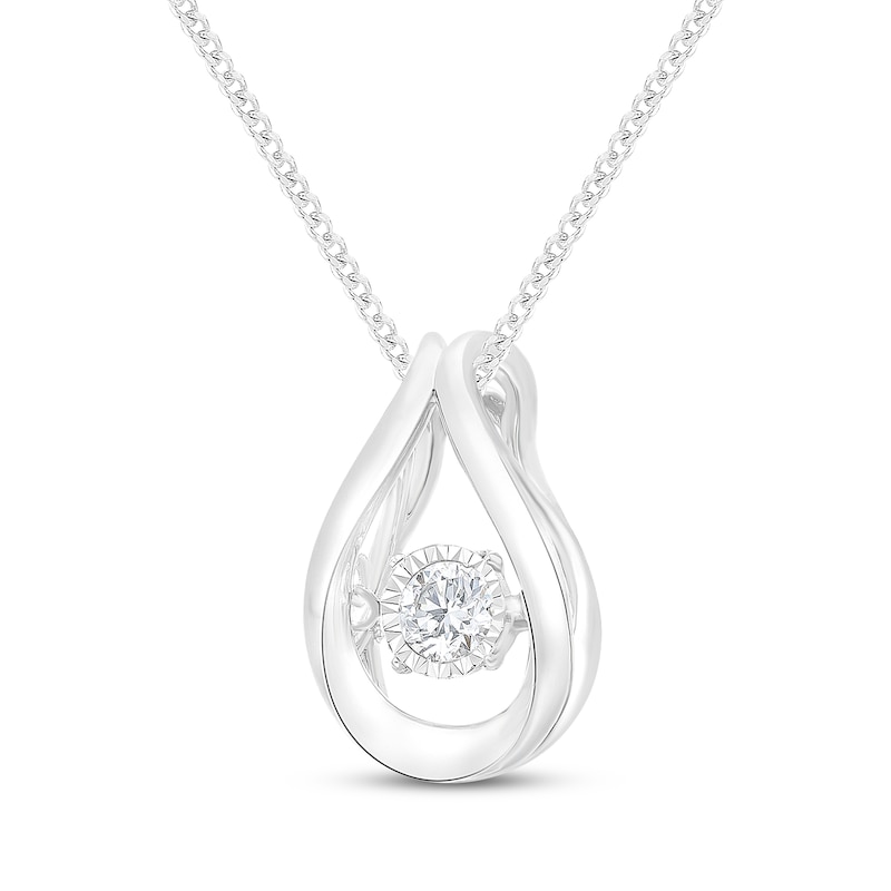 Main Image 2 of Unstoppable Love Diamond Twist Teardrop Frame Necklace 1/5 ct tw Sterling Silver 19&quot;