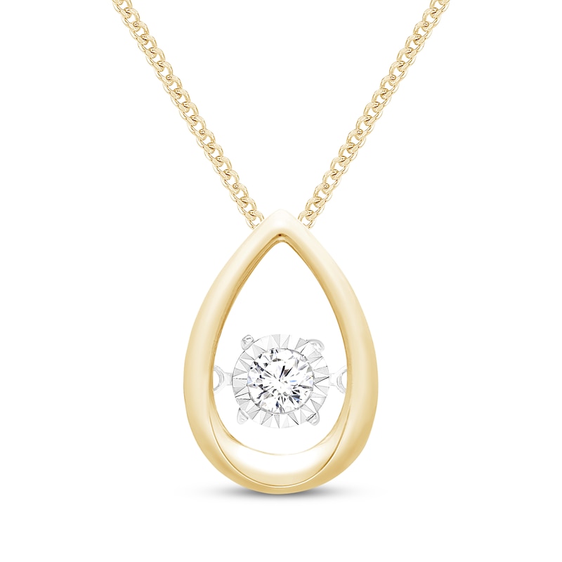 Main Image 1 of Unstoppable Love Diamond Teardrop Frame Necklace 1/10 ct tw 10K Yellow Gold 19&quot;