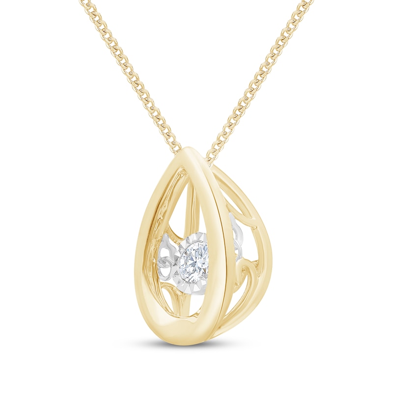 Main Image 2 of Unstoppable Love Diamond Teardrop Frame Necklace 1/10 ct tw 10K Yellow Gold 19&quot;