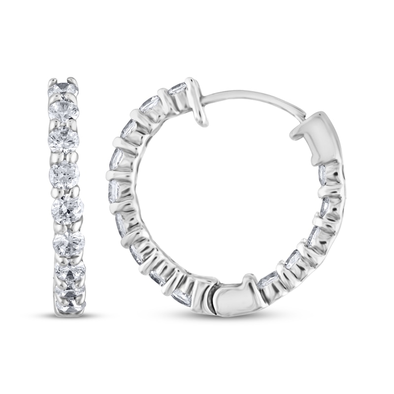 Main Image 3 of Diamond Inside-Out Hoop Earrings 2 ct tw 14K White Gold